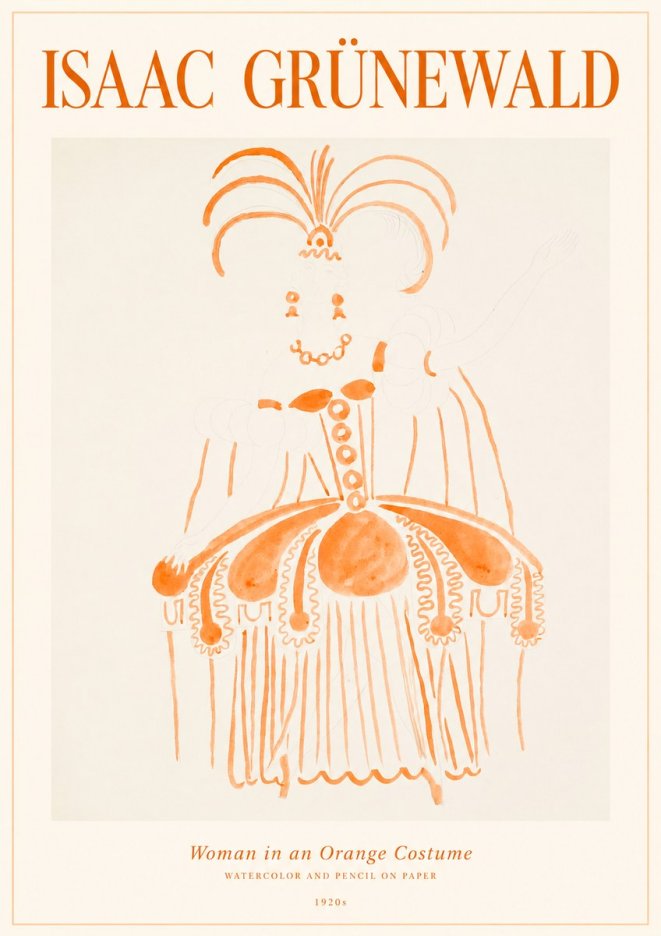 Isaac Grünewald Woman in an Orange Costume No1 - Póster