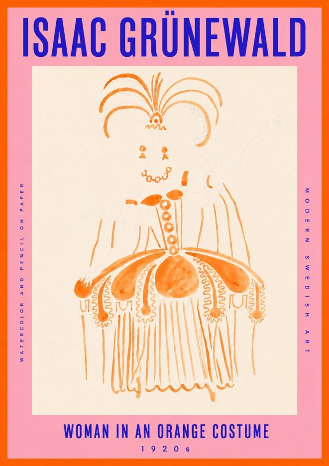 Isaac Grünewald Woman in an Orange Costume No2 - Póster