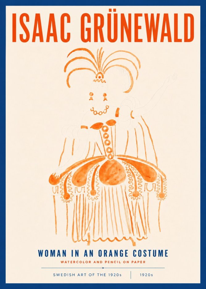 Isaac Grünewald Woman in an Orange Costume No4 - Póster