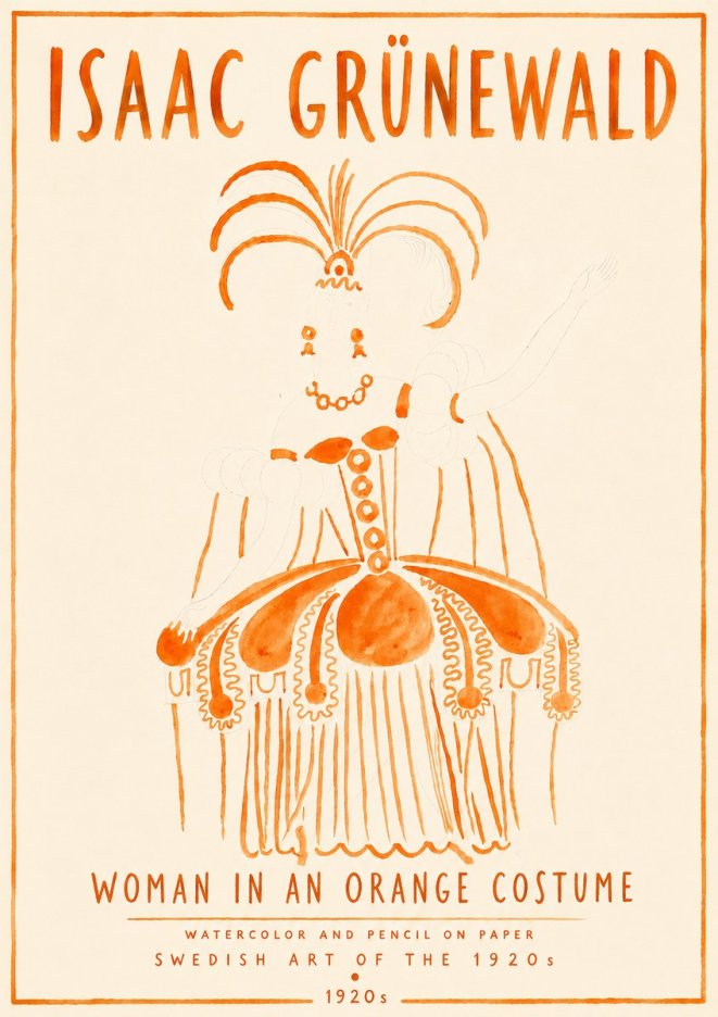 Isaac Grünewald Woman in an Orange Costume No6 - Póster