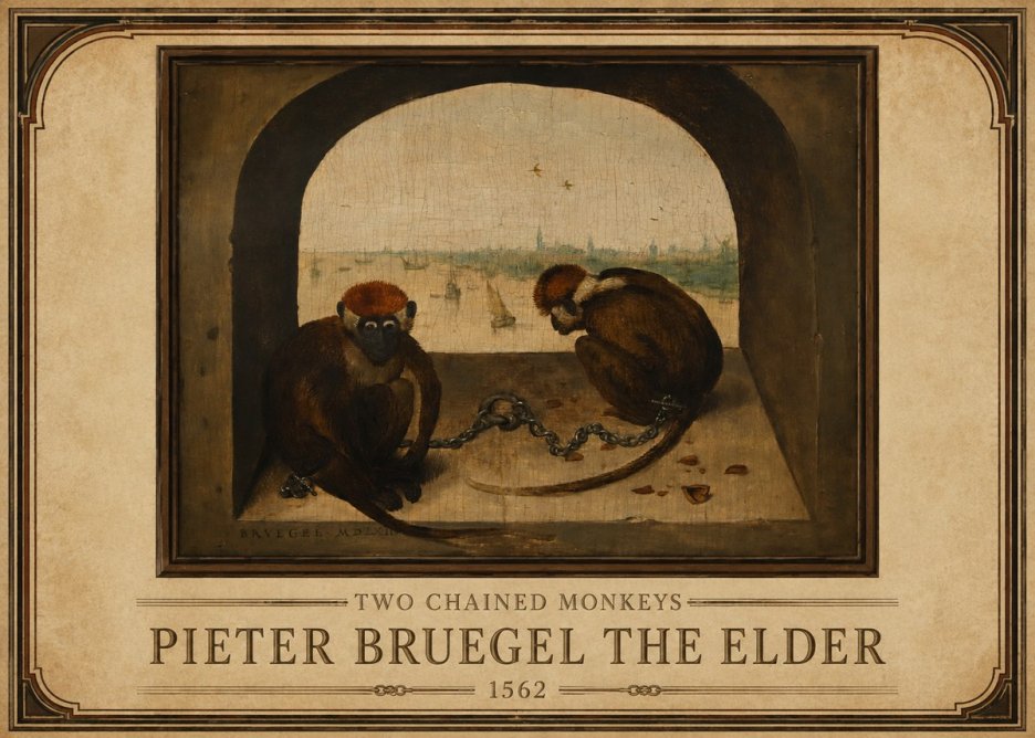 Pieter Bruegel Two Chained Monkeys I No1 - Póster