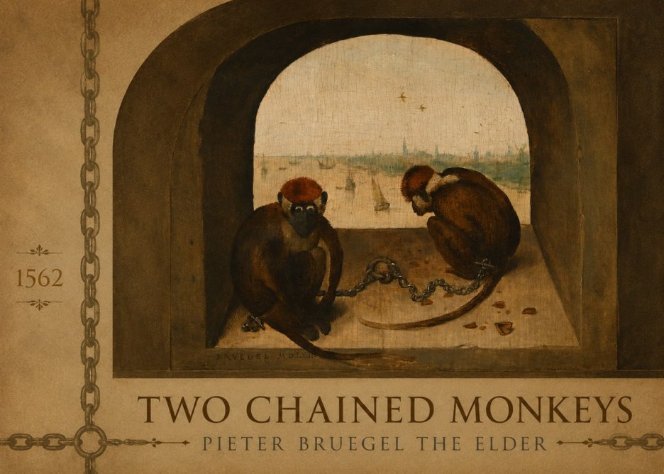 Pieter Bruegel Two Chained Monkeys I No2 - Póster