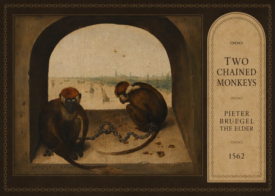 Pieter Bruegel Two Chained Monkeys I No3 - Póster