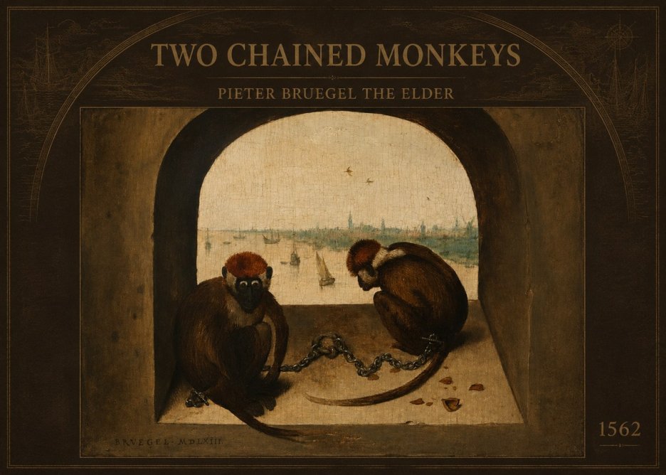 Pieter Bruegel Two Chained Monkeys I No5 - Póster