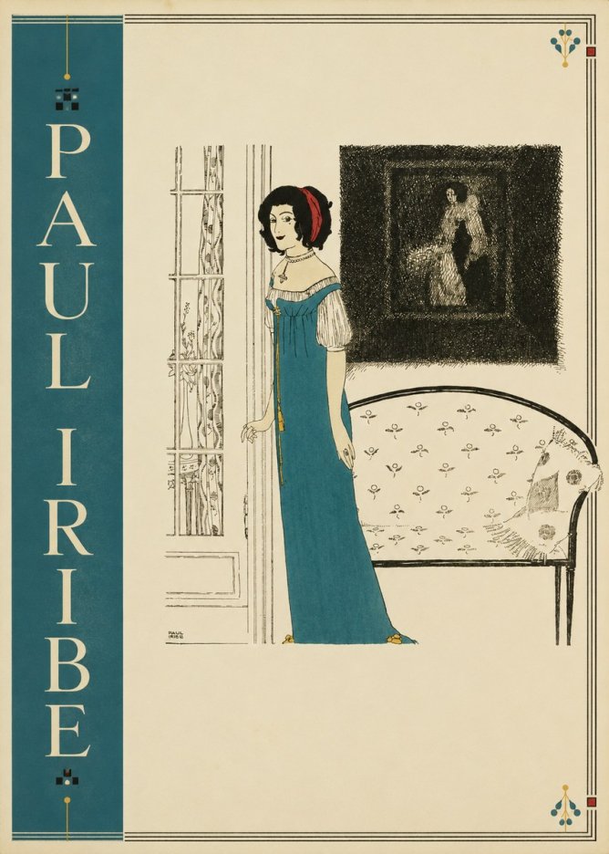 Paul Iribe Elegant Lady in Blue Dress No2 - Póster