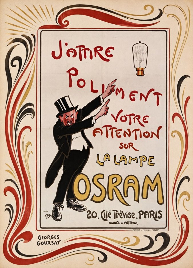 Georges Goursat J'attire Poliment Votre Attention Sur La Lampe Osram No2 - Póster