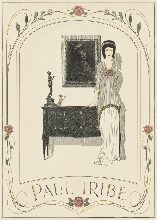 Paul Iribe Elegant Figure in Art Deco Interior No3 - Póster