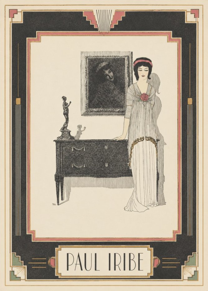 Paul Iribe Elegant Figure in Art Deco Interior No4 - Póster