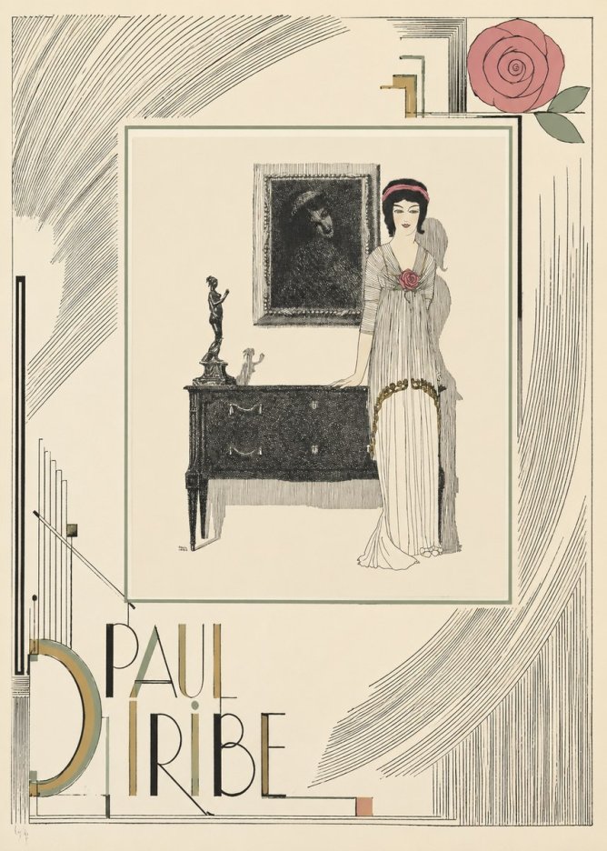 Paul Iribe Elegant Figure in Art Deco Interior No6 - Póster