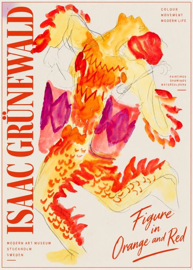 Isaac Grünewald Figure in Orange and Red No4 - Póster