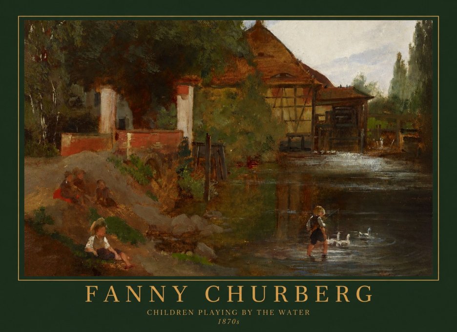 Fanny Churberg Children Playing by the Water No1 - Póster