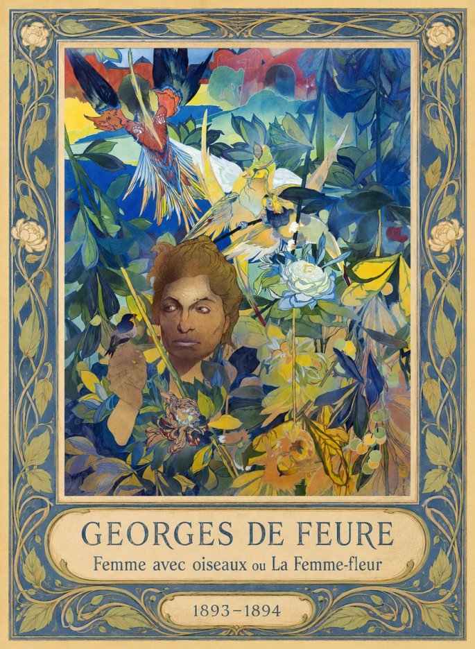 Georges de Feure Femme Avec Oiseaux Ou La Femme-fleur No1 - Póster