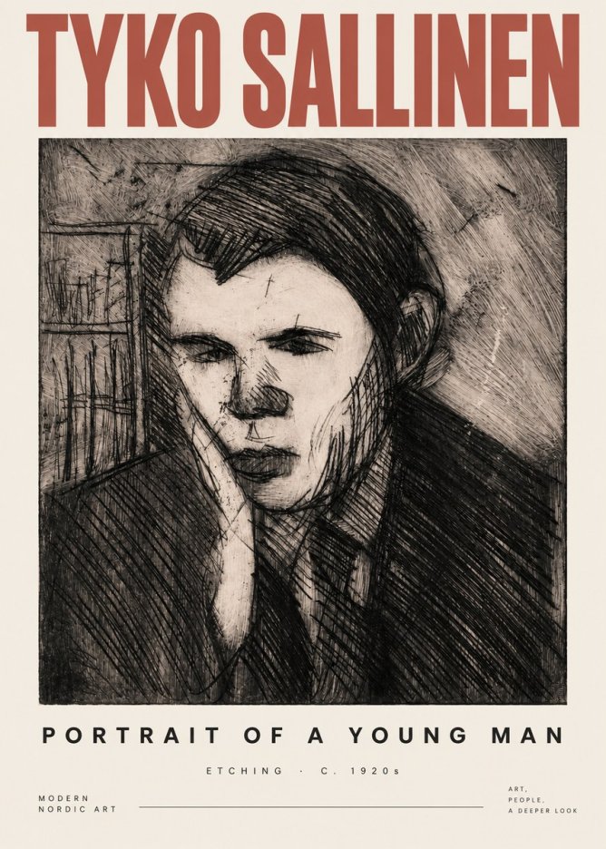 Tyko Sallinen Portrait of a Young Man No3 - Póster