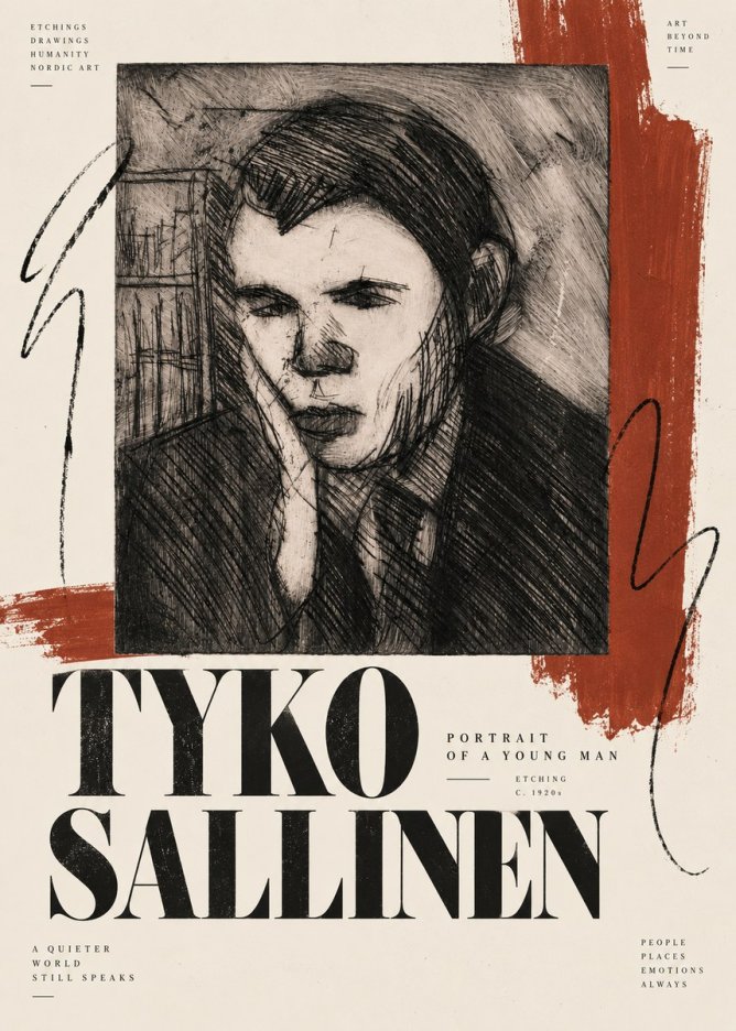 Tyko Sallinen Portrait of a Young Man No6 - Póster