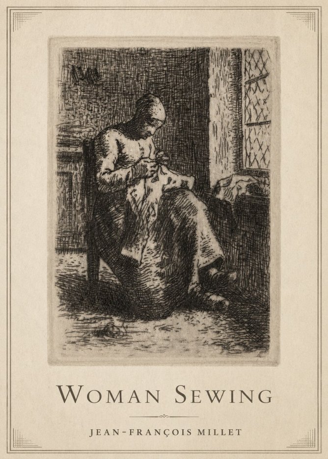 Jean-François Millet Woman Sewing No1 - Póster