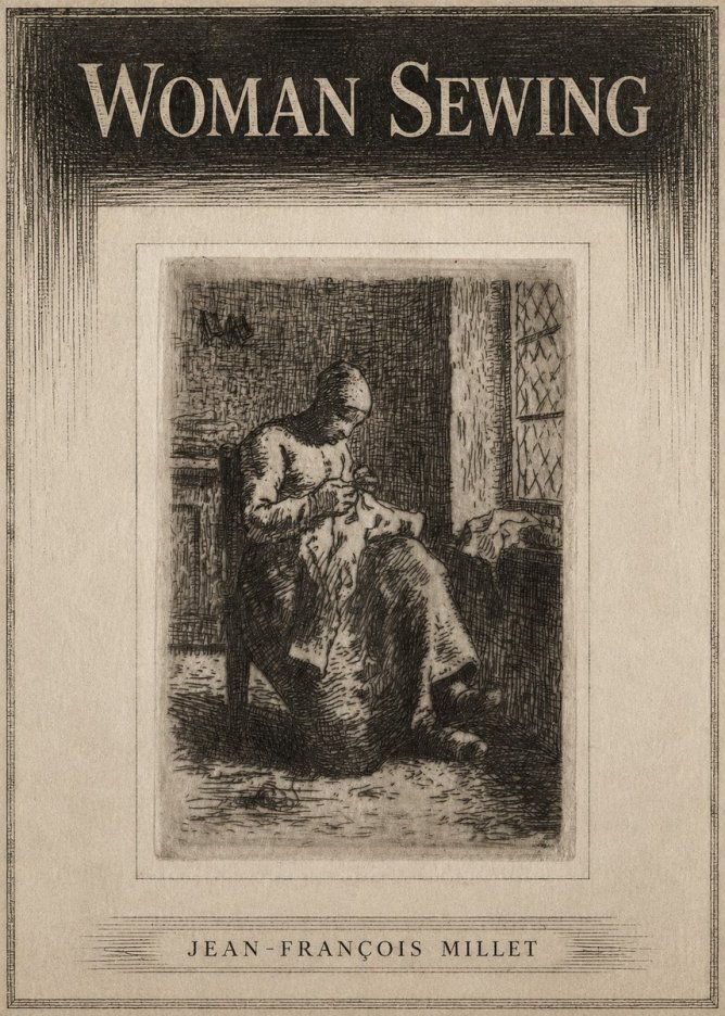 Jean-François Millet Woman Sewing No3 - Póster