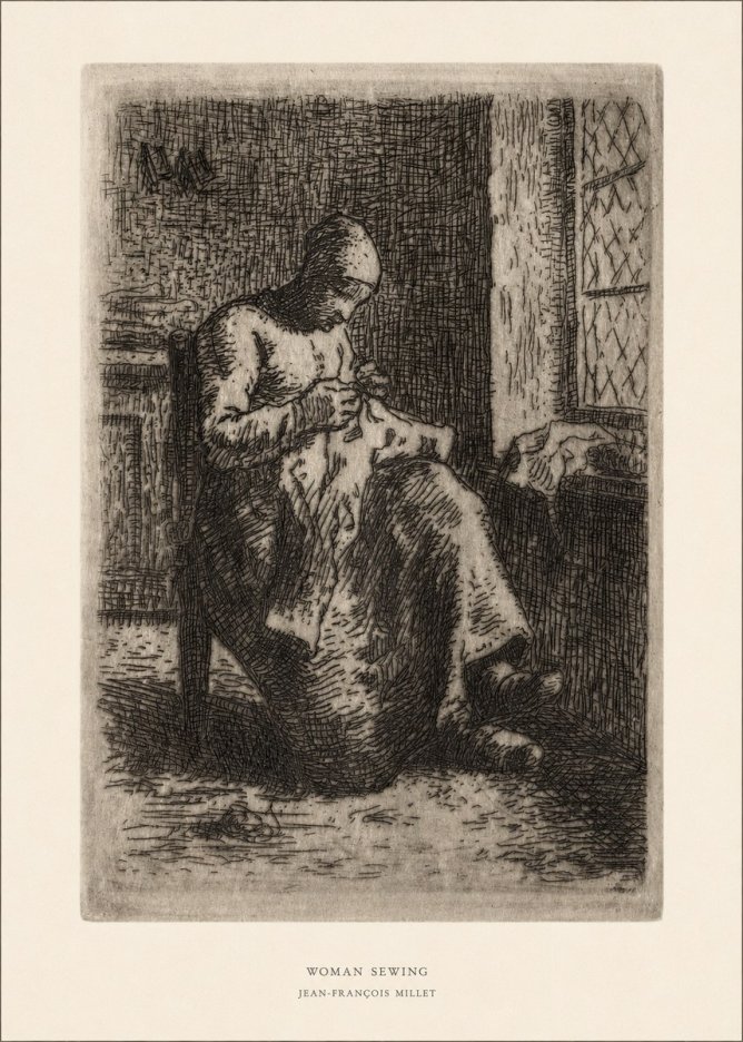 Jean-François Millet Woman Sewing No5 - Póster