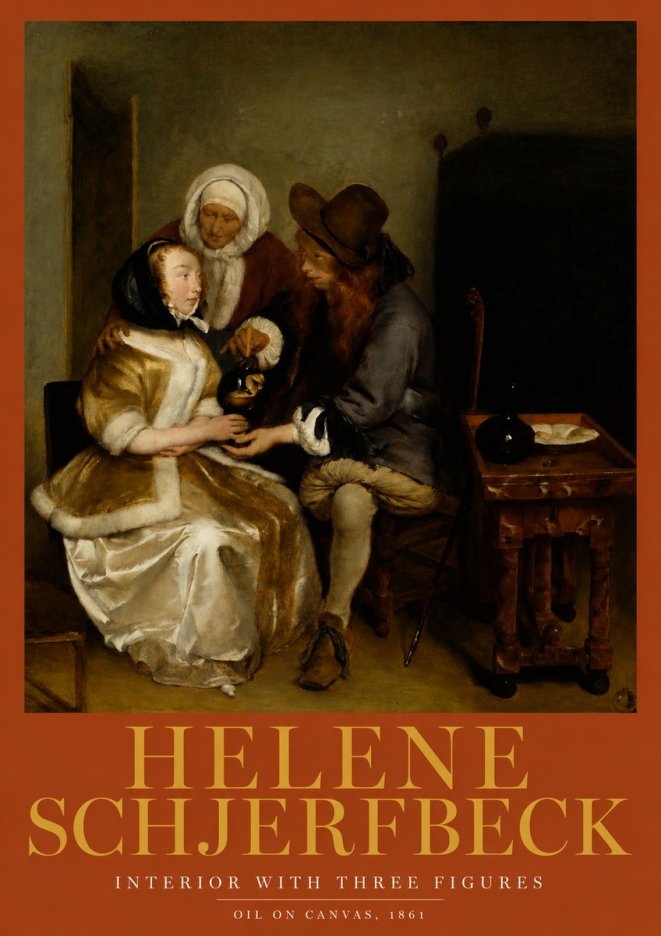 Helene Schjerfbeck Interior with Three Figures No2 - Póster