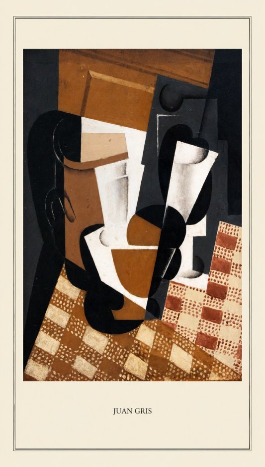 Juan Gris Cubist Still Life with Glass and Tablecloth No4 - Póster