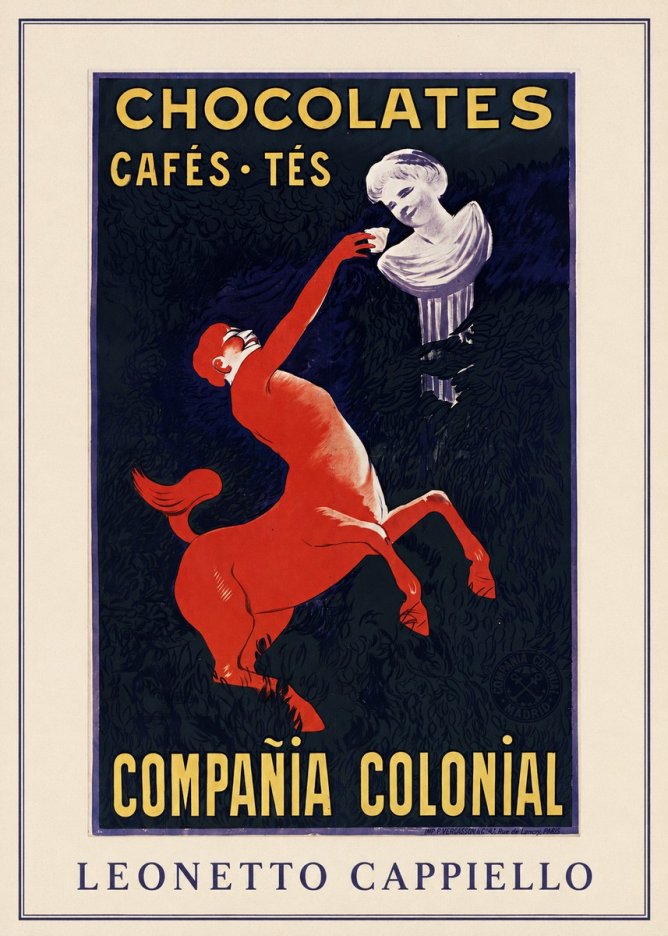 Leonetto Cappiello Chocolates, Cafés, Tés - Compañía Colonial No3 - Póster