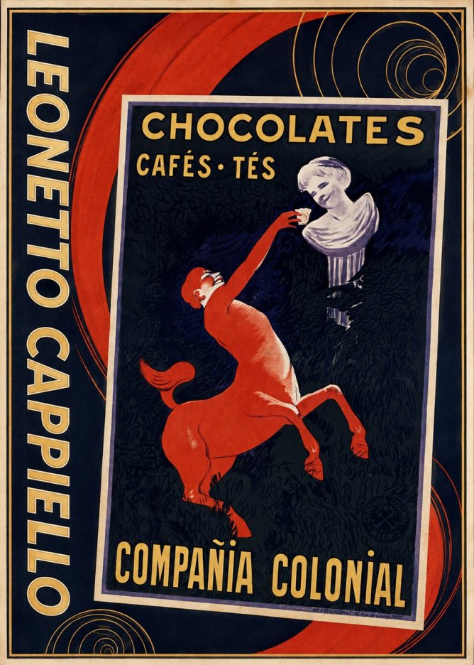 Leonetto Cappiello Chocolates, Cafés, Tés - Compañía Colonial No4 - Póster