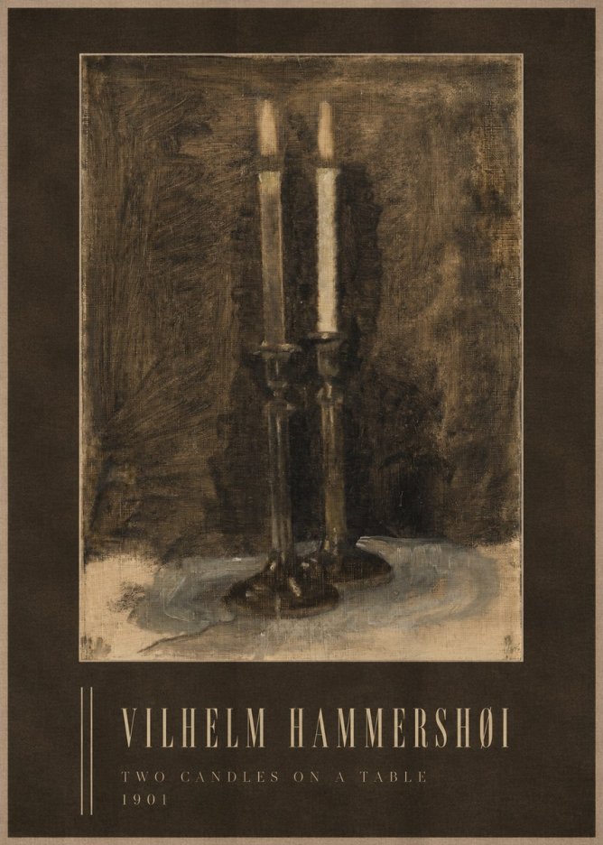 Vilhelm Hammershøi Two Candles on a Table No3 - Póster