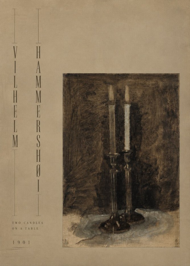 Vilhelm Hammershøi Two Candles on a Table No4 - Póster