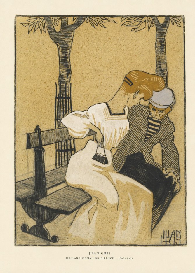 Juan Gris Man and Woman on a Bench No6 - Póster