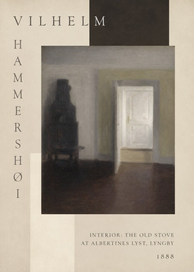 Vilhelm Hammershøi Interior: the Old Stove at Albertines Lyst, Lyngby No6 - Póster