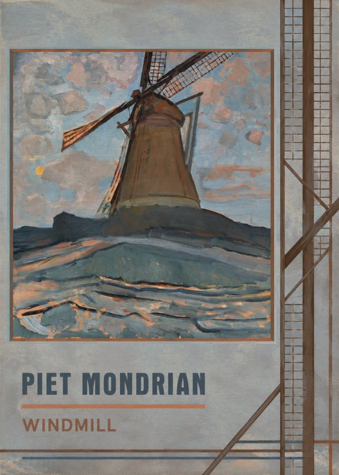 Piet Mondrian Windmill No5 - Póster