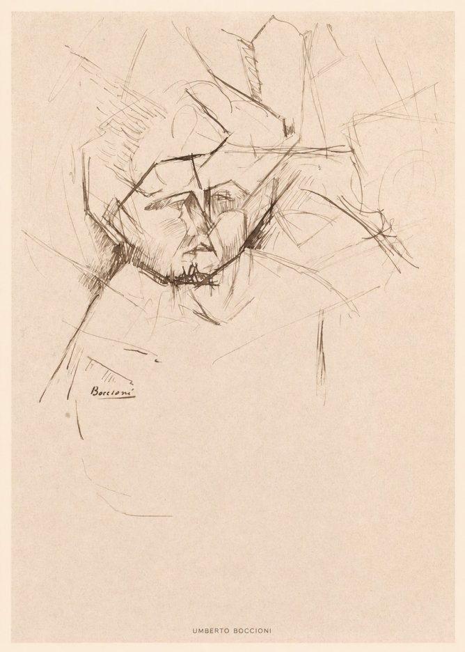 Umberto Boccioni Head Study No6 - Póster