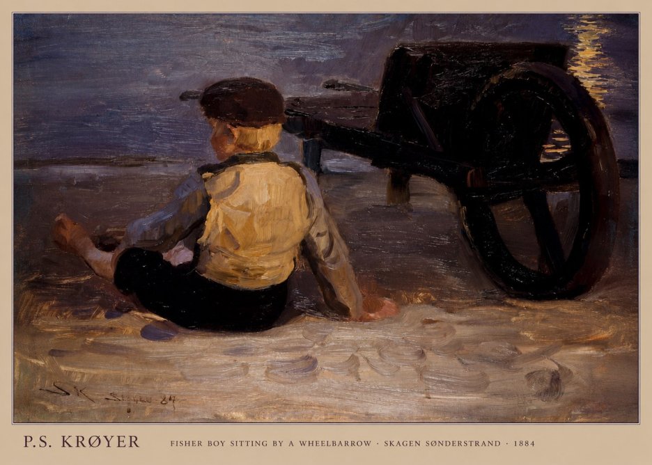 P.S. Krøyer Fisher Boy Sitting by a Wheelbarrow No6 - Póster