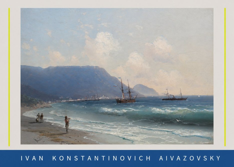 Ivan Konstantinovich Aivazovsky A Coastal View with Fishing Figures No3 - Póster