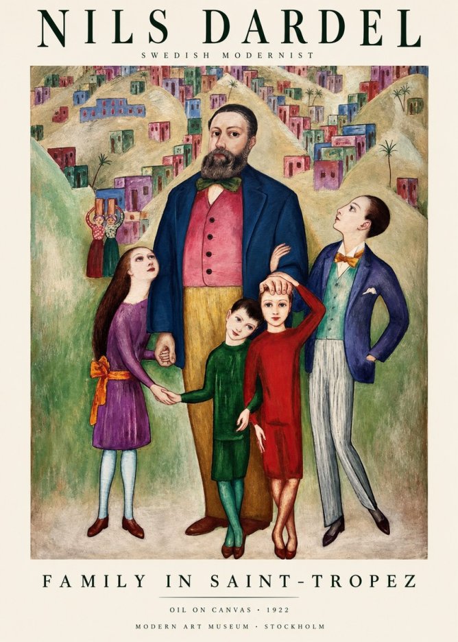 Nils Dardel Family in Saint-tropez No1 - Póster
