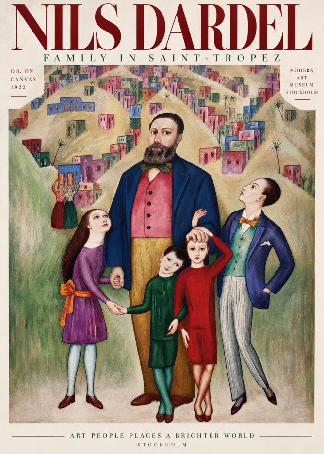 Nils Dardel Family in Saint-tropez No6 - Póster