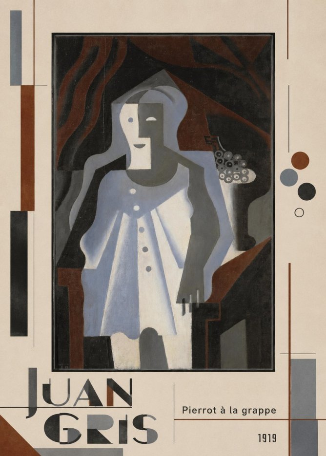 Juan Gris Pierrot À La Grappe No3 - Póster