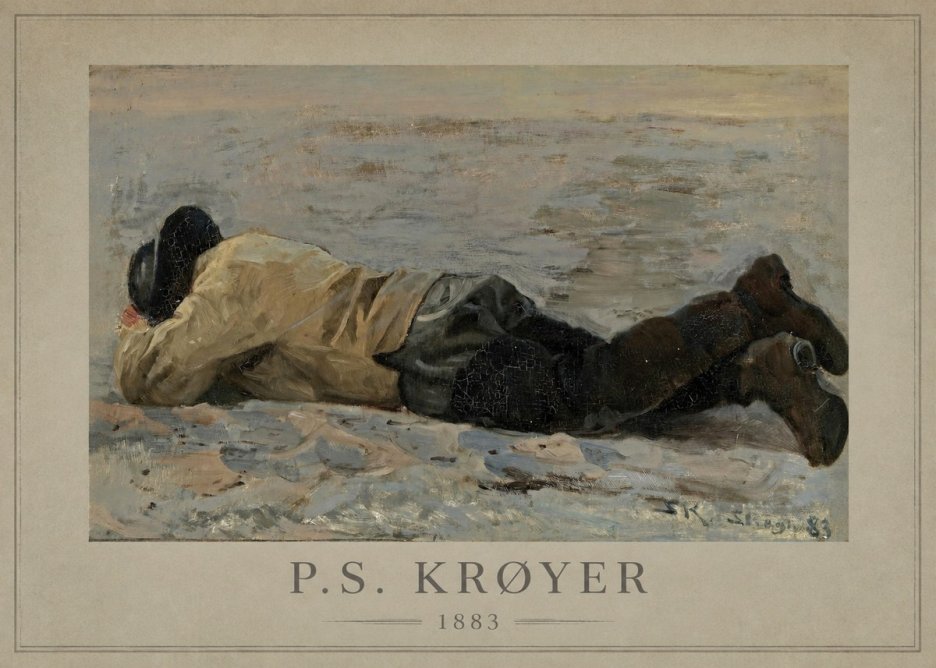 P.S. Krøyer Fisherman Lying on the Beach No1 - Póster