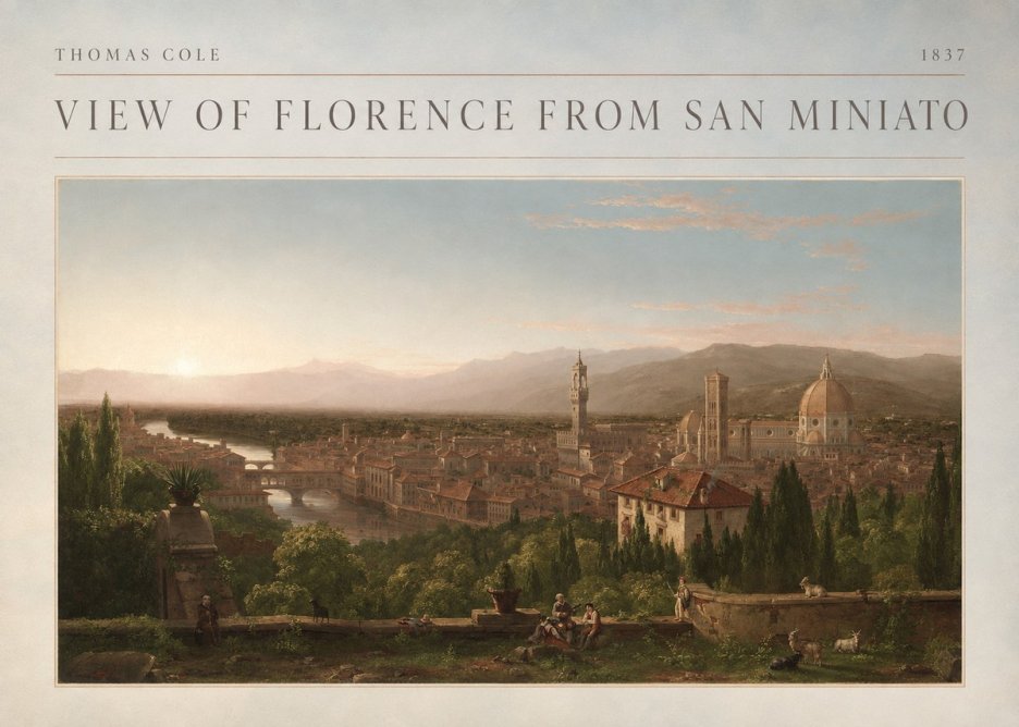 Thomas Cole View of Florence from San Miniato No4 - Póster