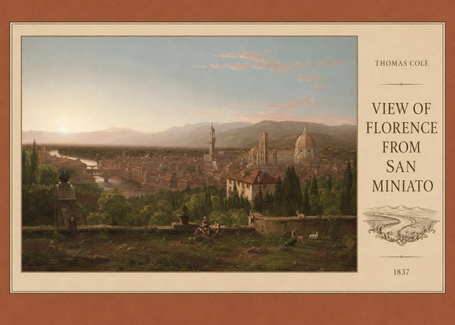 Thomas Cole View of Florence from San Miniato No5 - Póster