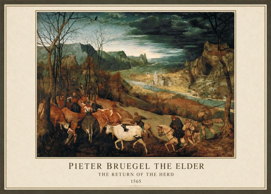 Pieter Bruegel The Return of the Herd No1 - Póster