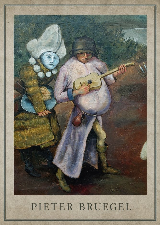 Pieter Bruegel Two Figures with a Lute No3 - Póster