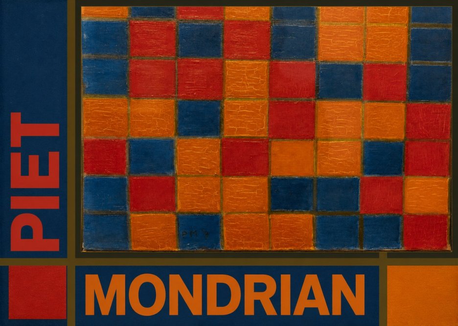 Piet Mondrian Checkerboard Composition with Dark Colors No5 - Póster