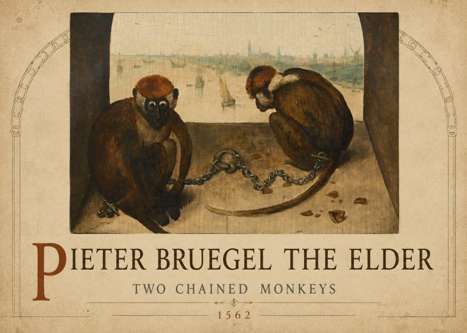 Pieter Bruegel Two Chained Monkeys II No2 - Póster