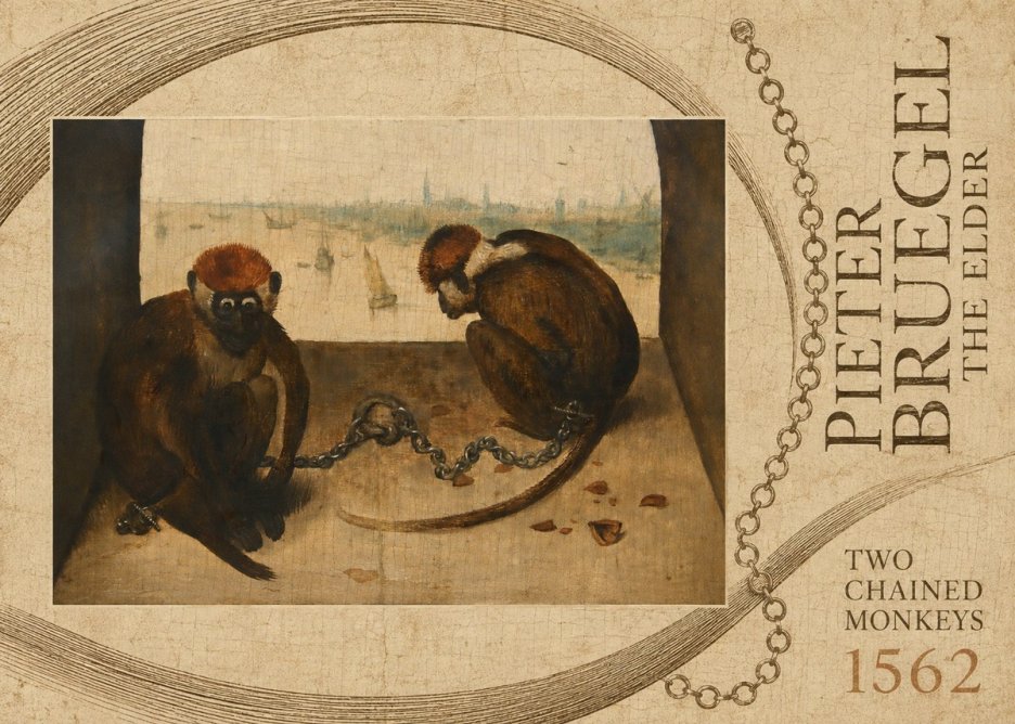 Pieter Bruegel Two Chained Monkeys II No3 - Póster