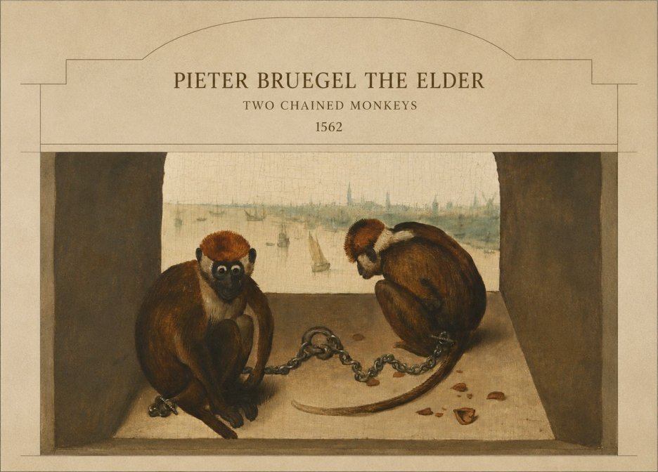 Pieter Bruegel Two Chained Monkeys II No4 - Póster