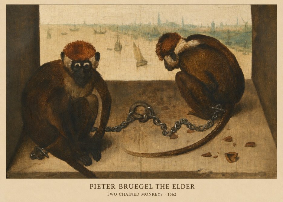 Pieter Bruegel Two Chained Monkeys II No6 - Póster