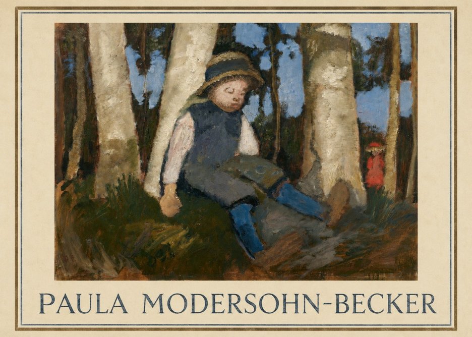 Paula Modersohn-Becker Sleeping Child in a Birch Grove No1 - Póster
