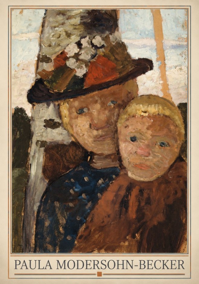 Paula Modersohn-Becker Mother and Child with Hat No1 - Póster
