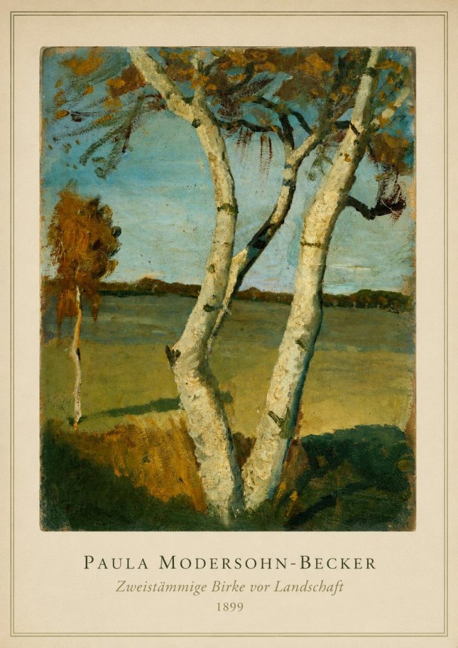 Paula Modersohn-Becker Zweistämmige Birke Vor Landschaft No3 - Póster