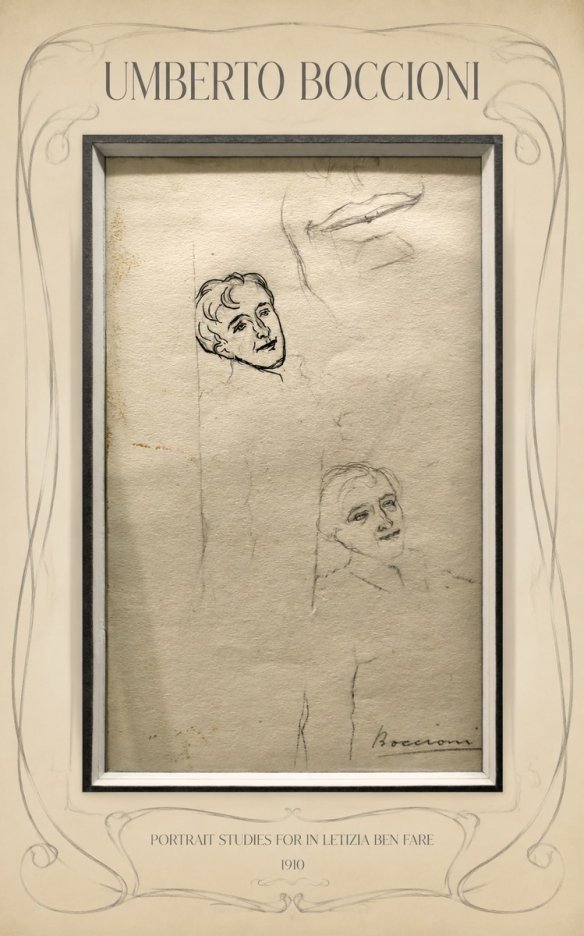Umberto Boccioni Portrait Studies for in Letizia Ben Fare No5 - Póster